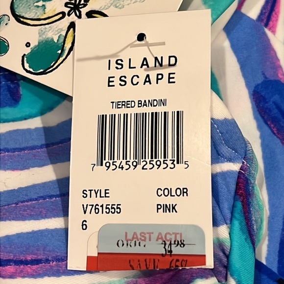 NWT Island Escape Bali Breeze Tiered Tankini Top Size 6 Blue Purple White Small - Picture 9 of 11